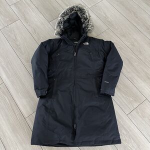 THE NORTH FACE HyVent Arctic Goose Down Hooded Black Parka Jacket Coat XL